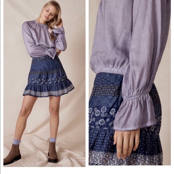 Anthropologie Tops - Cloth & Stone Anthropologie Puff Sleeve Blouse in Violet XS